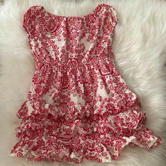 Paper Wings Girls Red Bustle Ruffle Dress Size 4 Chasing Fireflies - Picture 1 of 3